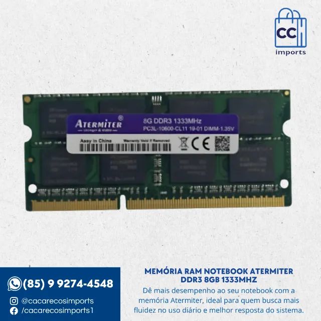 Memoria Notebook Atermiter ddr3 8gb 1333mhz
