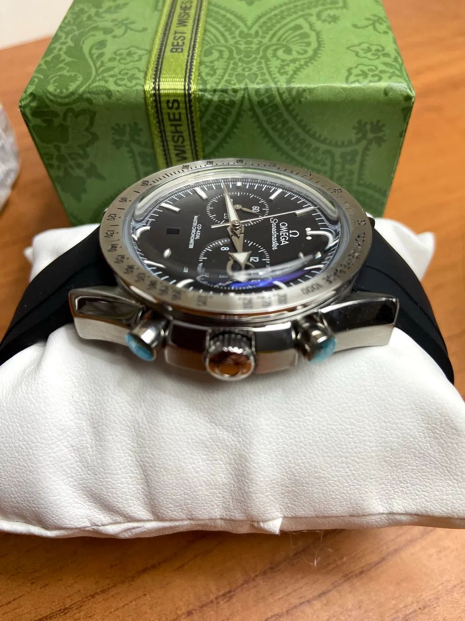 Relogio Omega Speedmaster 42mm pulseira borracha Automatico - Foto 5