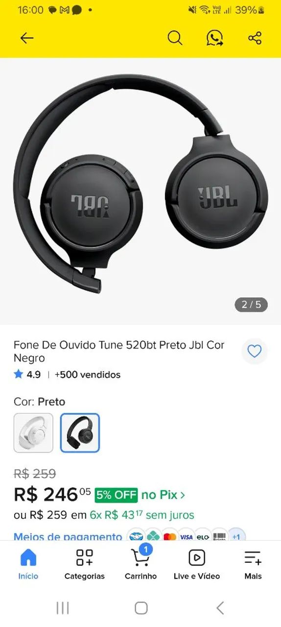 Fone original JBL 