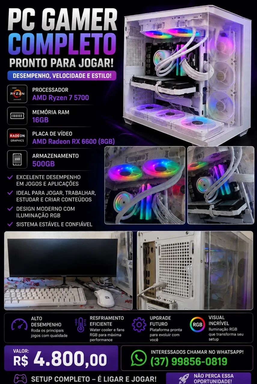 Pc gamer RGB roda todo jogo - Foto 2