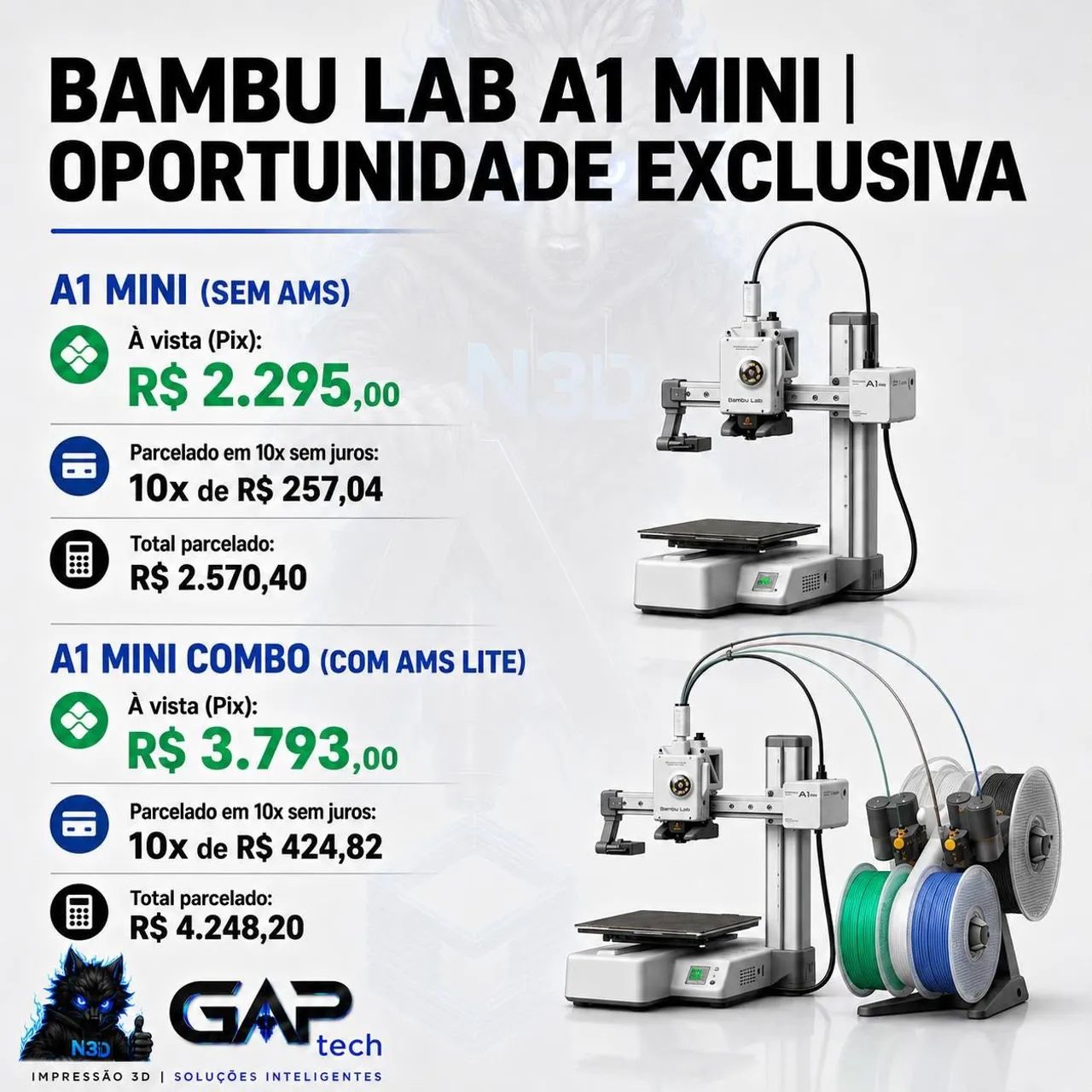 Bambulab A1 Mini (Sem e Com AMS Lite)