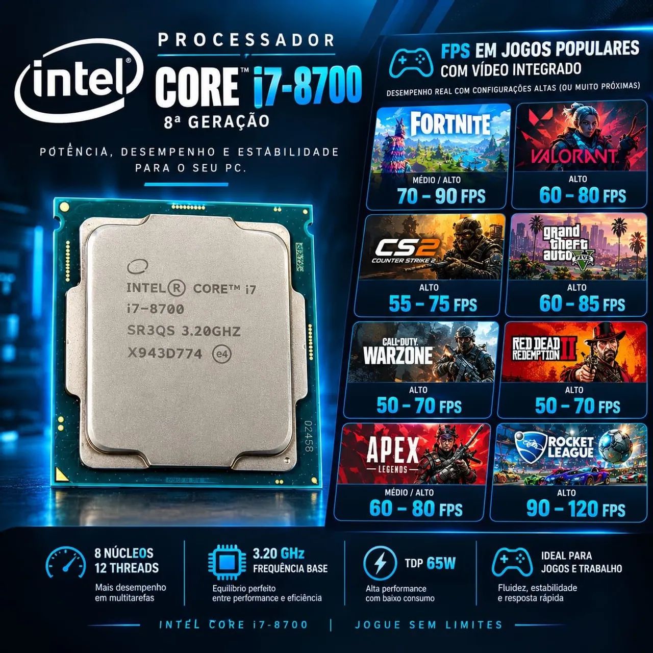 Intel Core i7 8700 8° geração LGA 1151