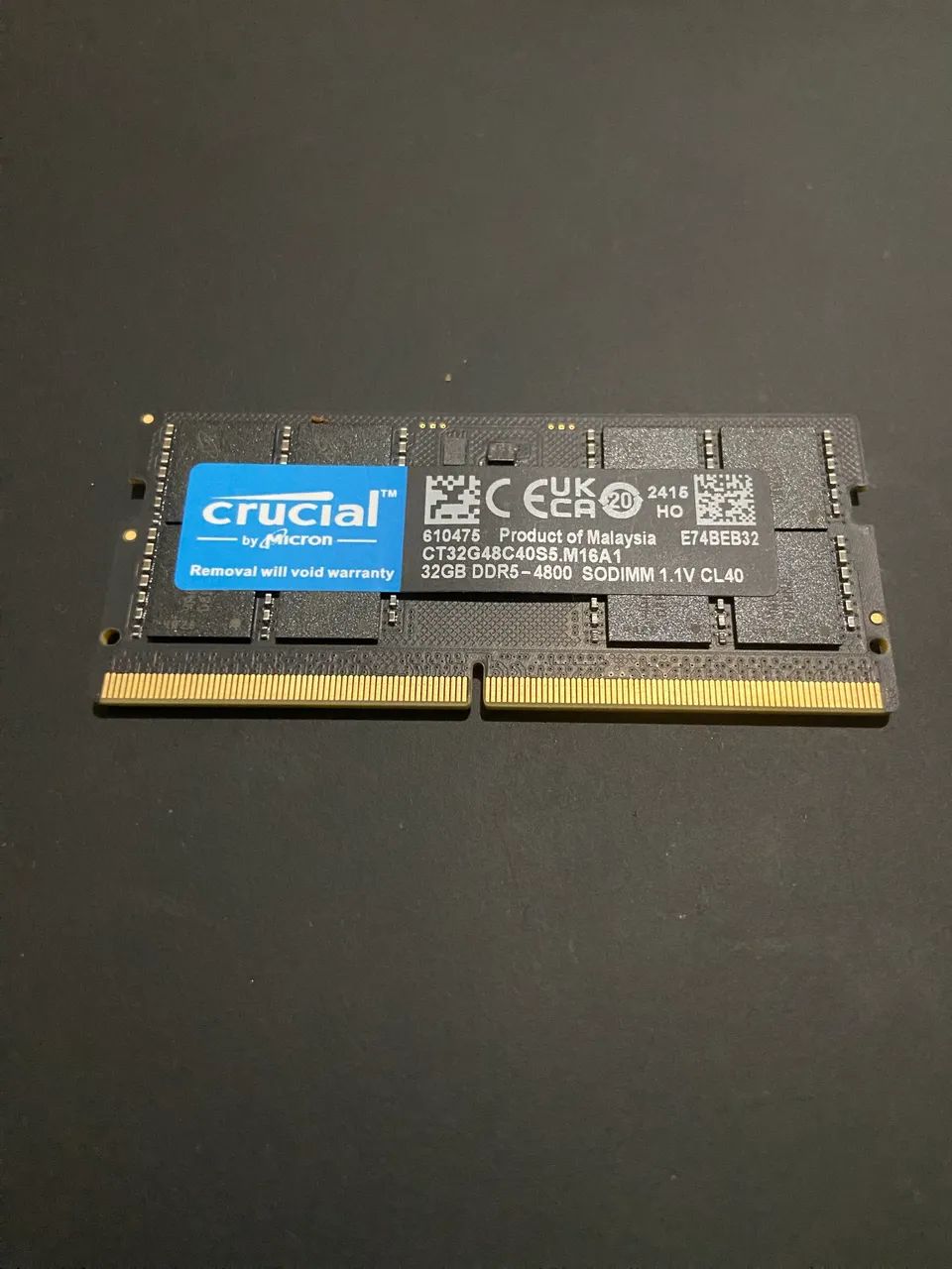 Memória DDR5 32GB 4800MHZ CRUCIAL
