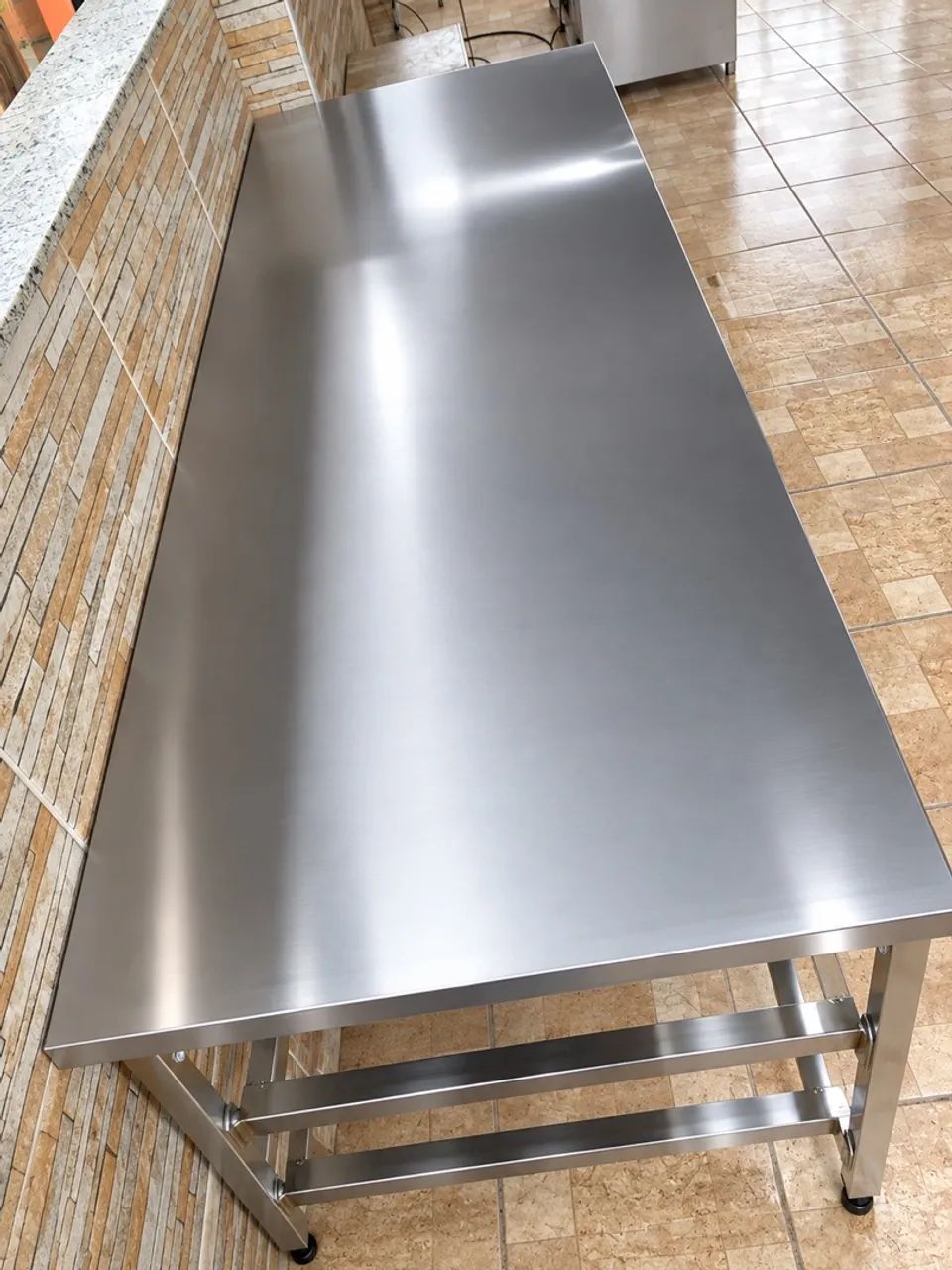 Mesa de Inox 1,90x70 com 2 Plateleiras - Foto 3