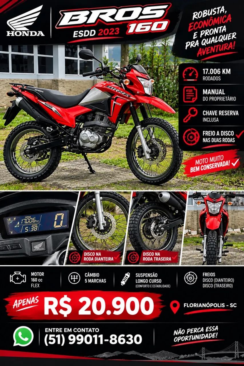 Bros vermelha impecável só 17 mil km 