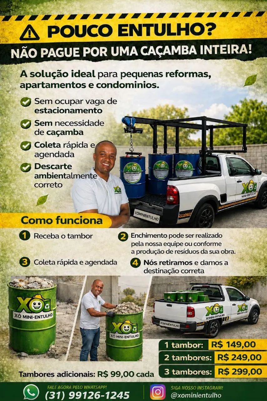Xô Mini-Entulho | Retirada de Pequenos Volumes de Entulho