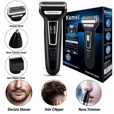 Barbeador e Aparador Elétrico Multifuncional 3 em 1 para Barba Cabelo e Pelos