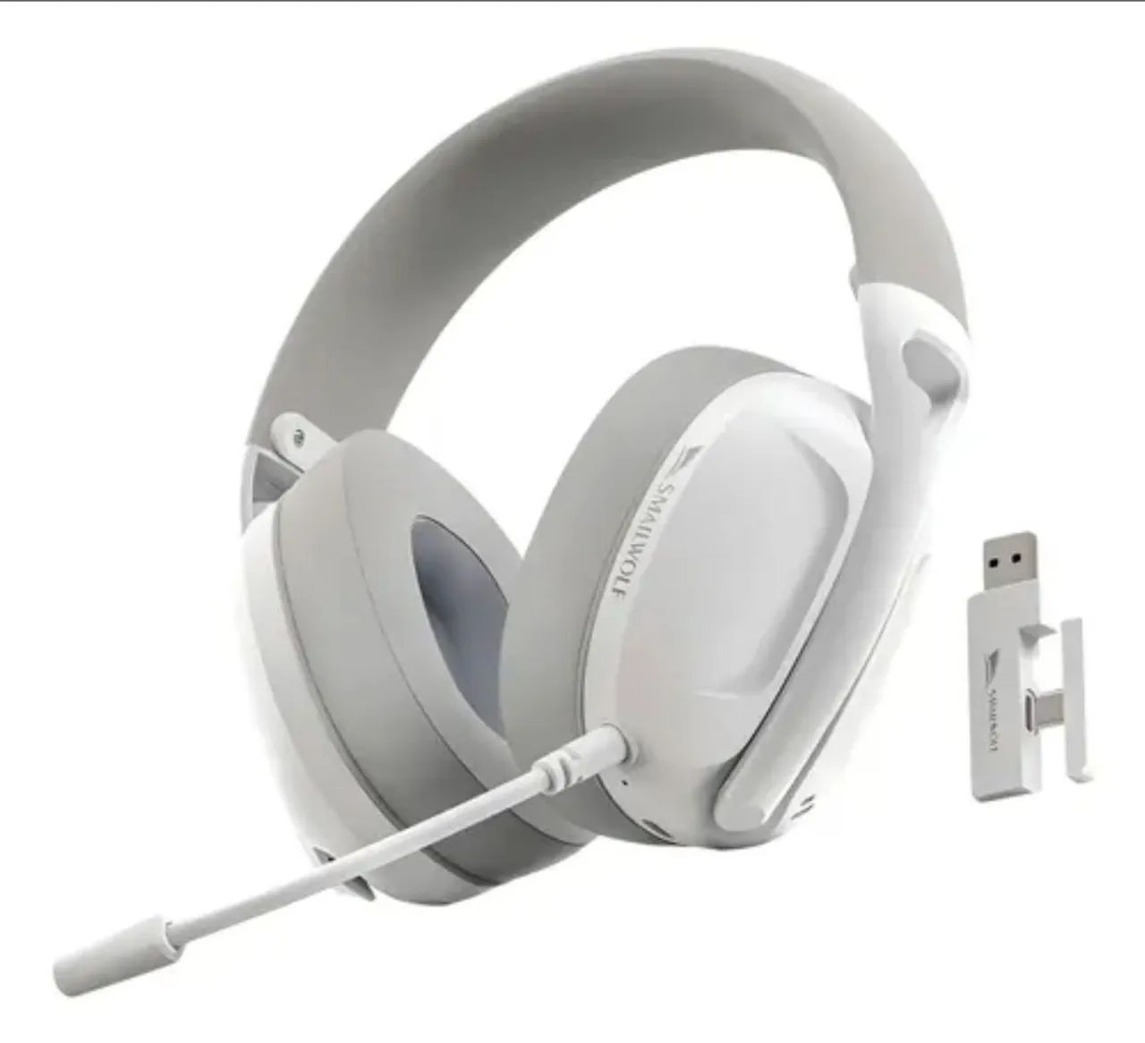 Headset Gamer Smailwolf L80 Sem Fio Trimode Bluetooth 2.4G e USB C - Branco