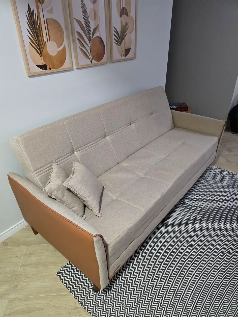 Sofá Cama - Linho - Bege - 2,00M - Foto 2