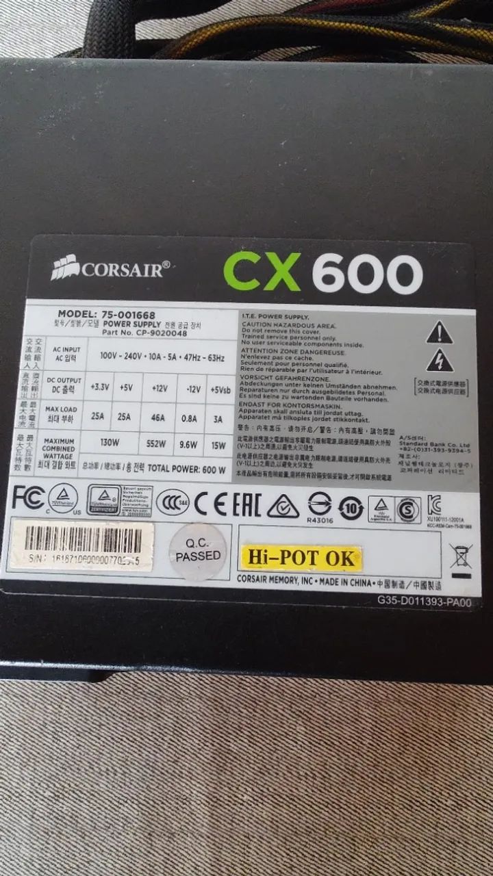 Fonte Corsair CX600 de 600W - Foto 3