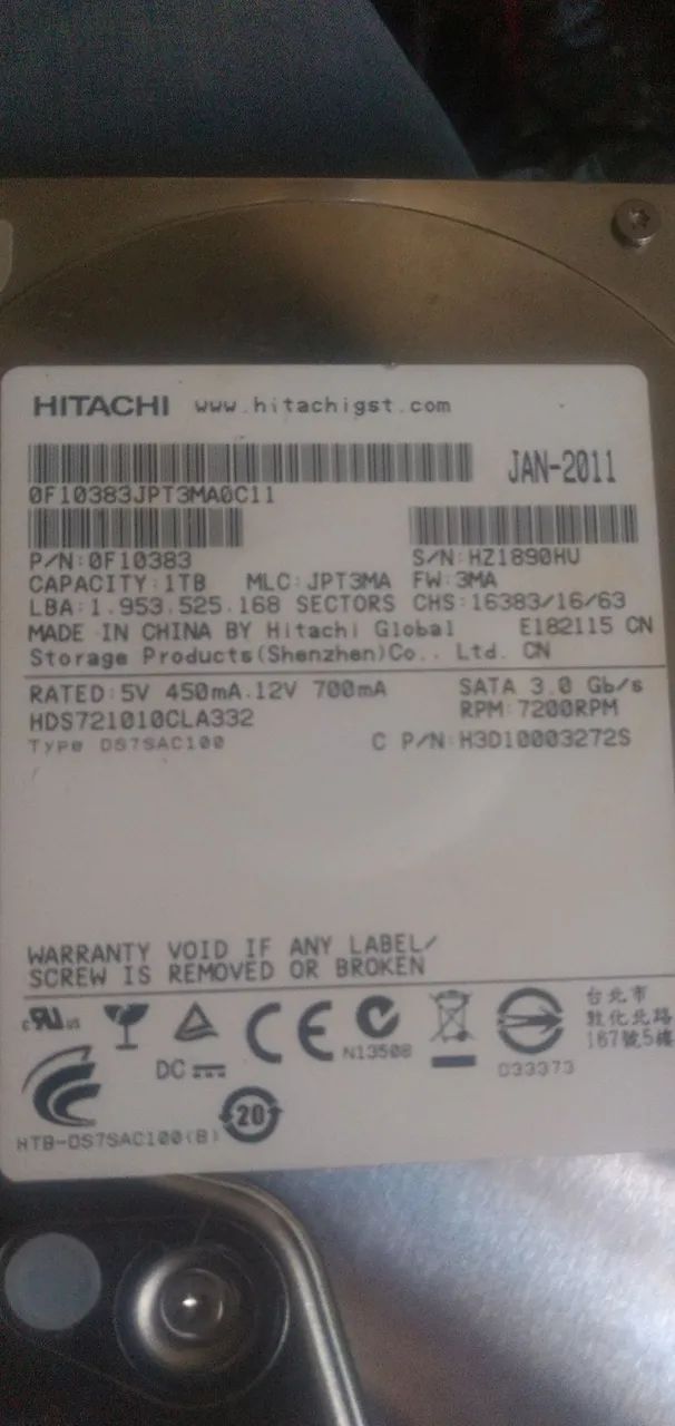 Hd 1tb hitachi defeito - Foto 2