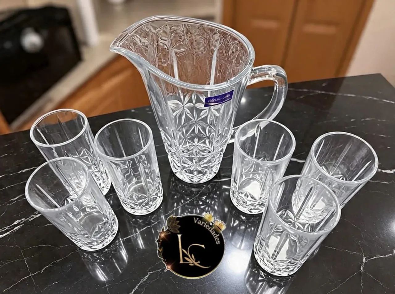 Kit Jarra de Vidro 1L + 6 Copos de 1.800ml Entregamos  - Foto 2