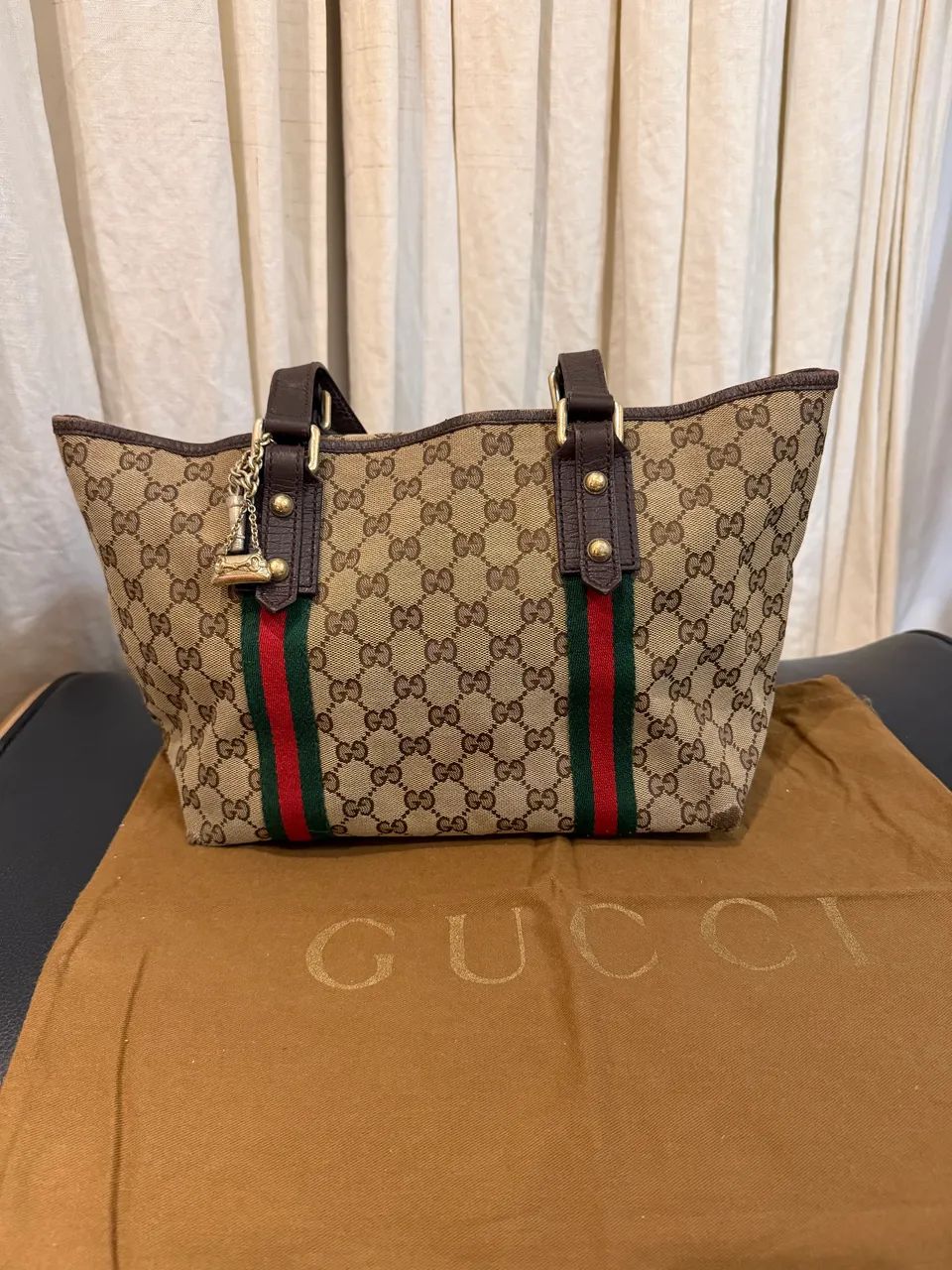 Bolsa Gucci GG Canvas Original com Web Stripe
