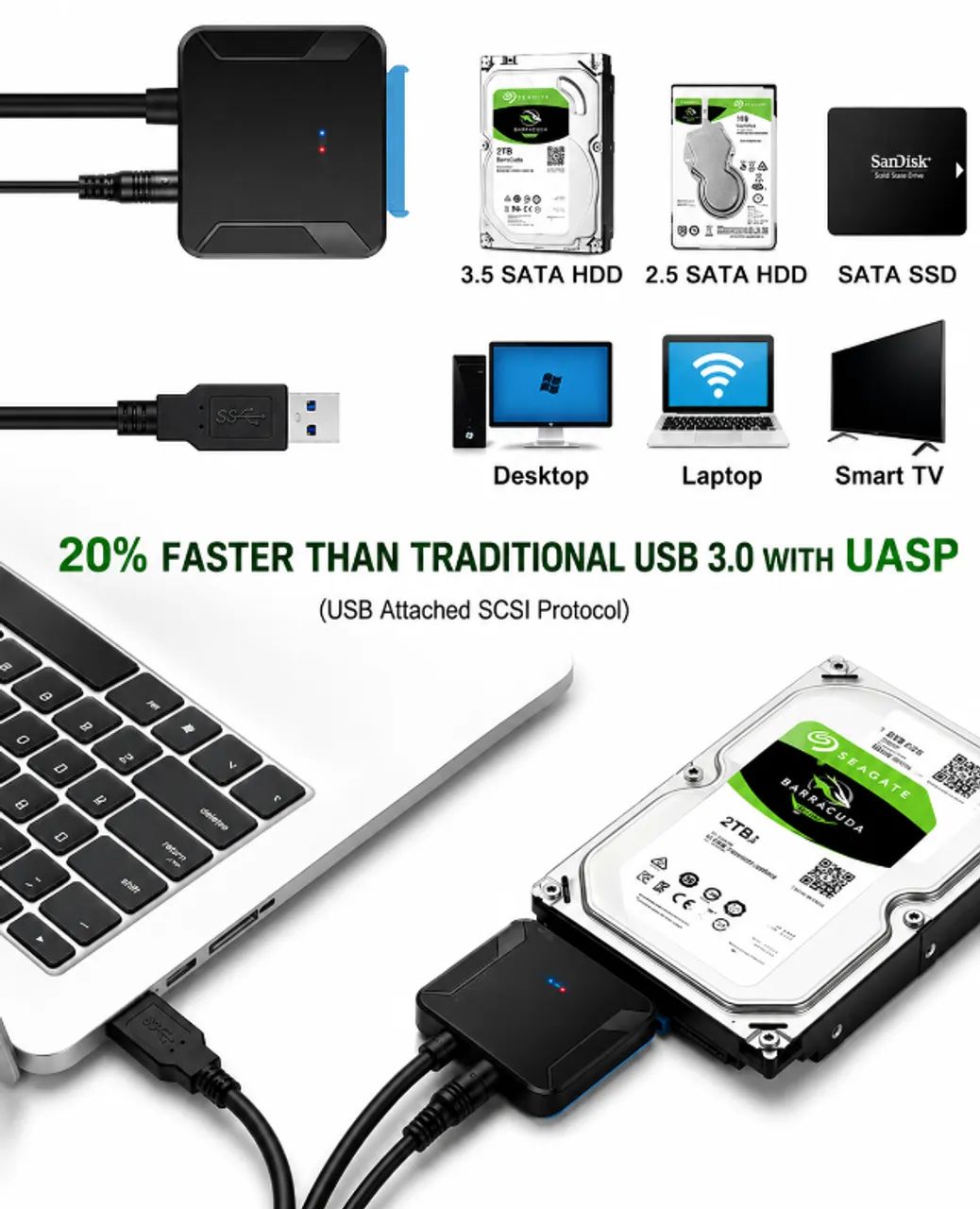 Cabo USB SATA para HD COMPUTADOR - Foto 2