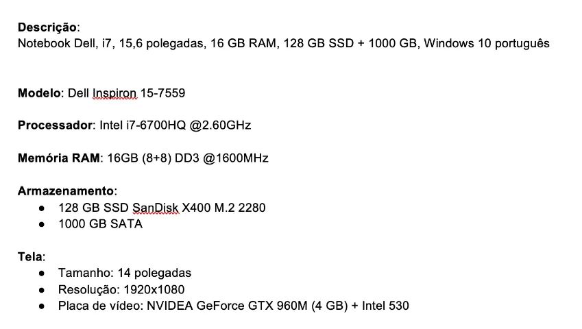 Notebook Dell Gamer, i7 6ª geração, 15,6 polegadas, 16 GB RAM, 128 GB SSD + 1000 GB - Foto 5