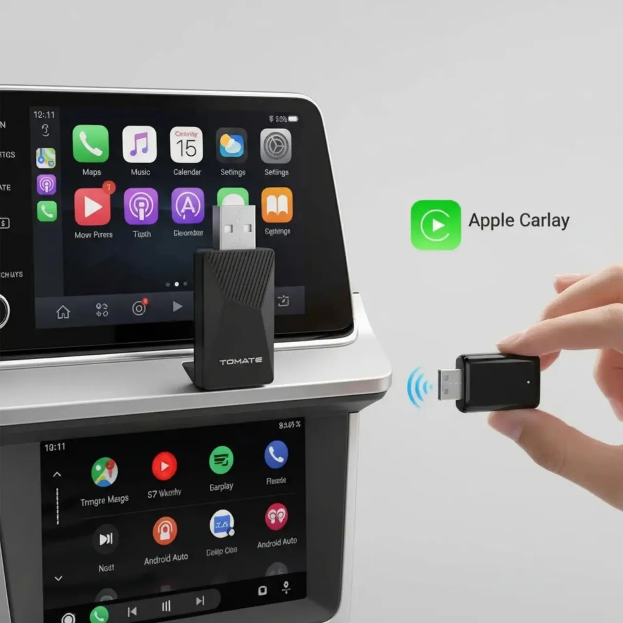 Adaptador Wireless Carplay+android Auto 2 Em1 Tomate Mtc-188 - Foto 2