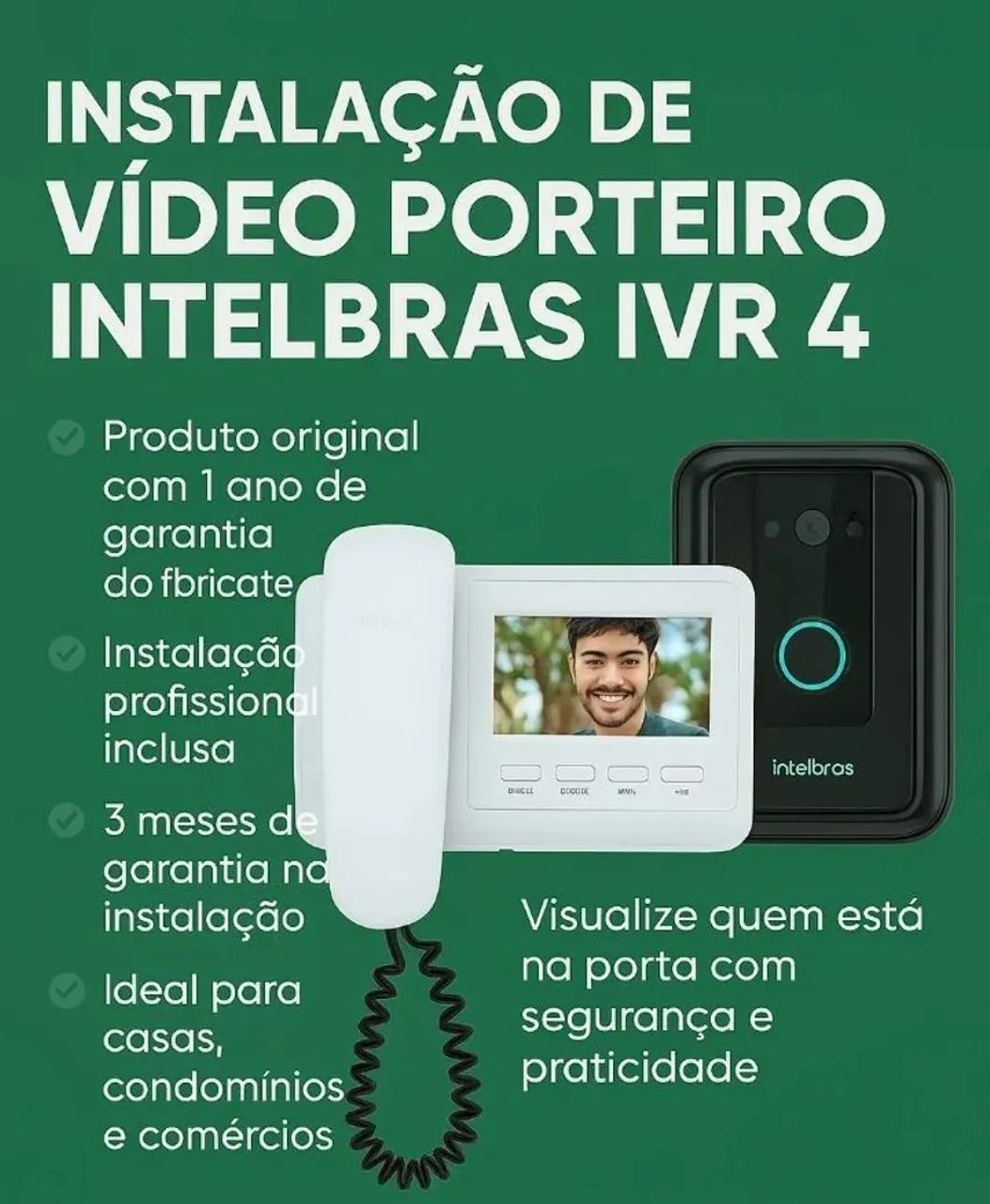 VÍDEO PORTEIRO ELETRÔNICO INTELBRAS; Interfone com câmera. Kit completo instalado. - Foto 3