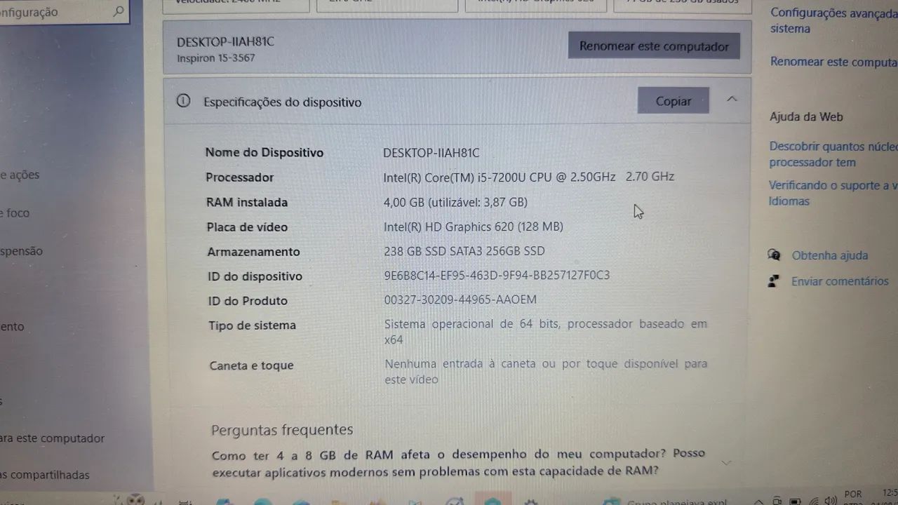 NOTEBOOK DELL INSPIRON 15-3567 - EXCELENTE PARA ESTUDO E TRABALHO  - Foto 4