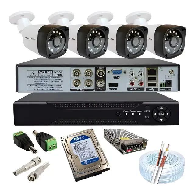 Kit 4 Câmeras Segurança Full HD+ Instalação 