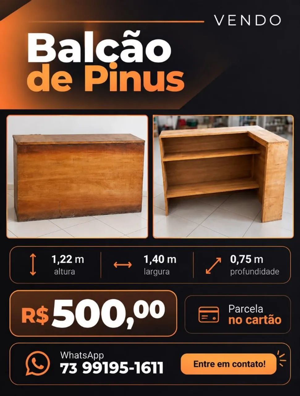 Balcão pinus