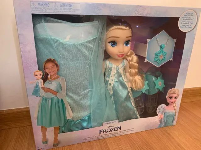 (Novo) Boneca Elsa Frozen Com Acessórios Disney Multikids