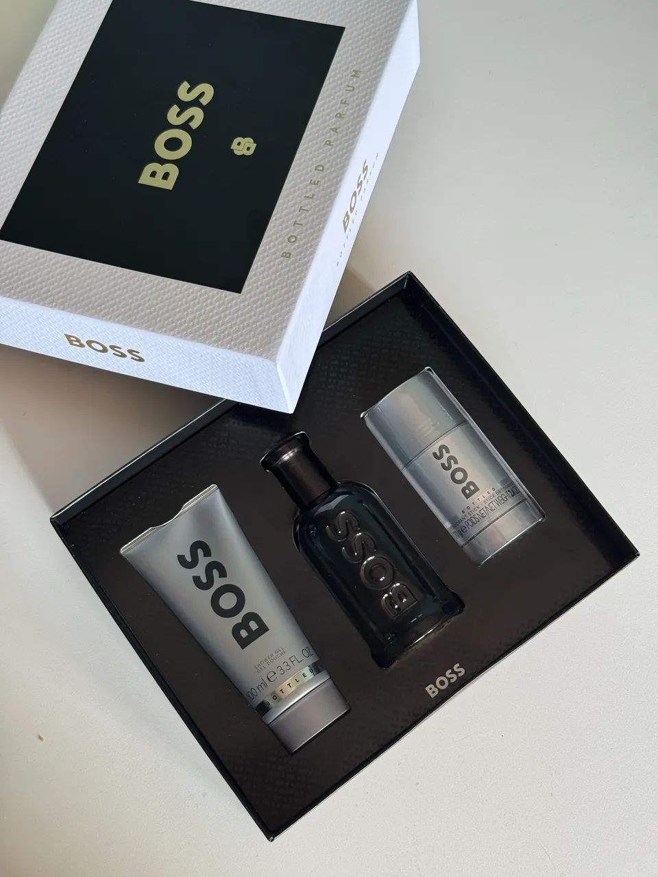 Kit BOSS Perfum Bottled Parfum 100ML+ Creme + Des
