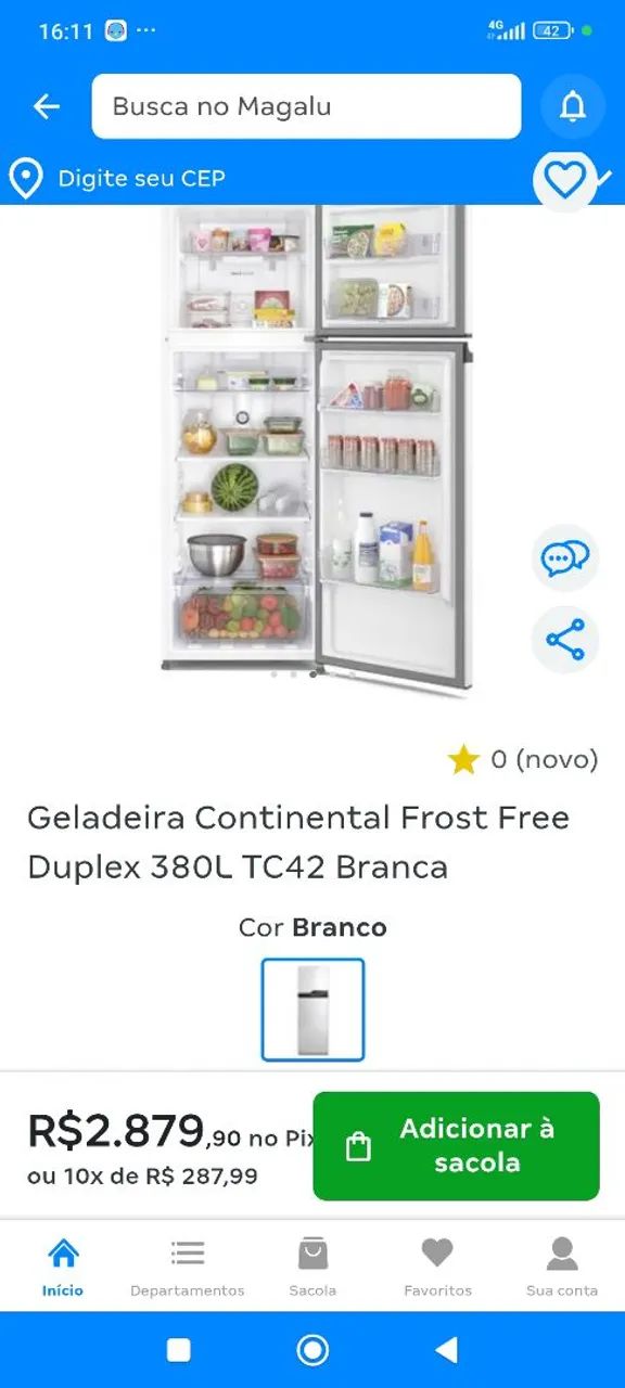 Geladeira Continental TC 42 380 L Frost Free 02 portas.NOVA