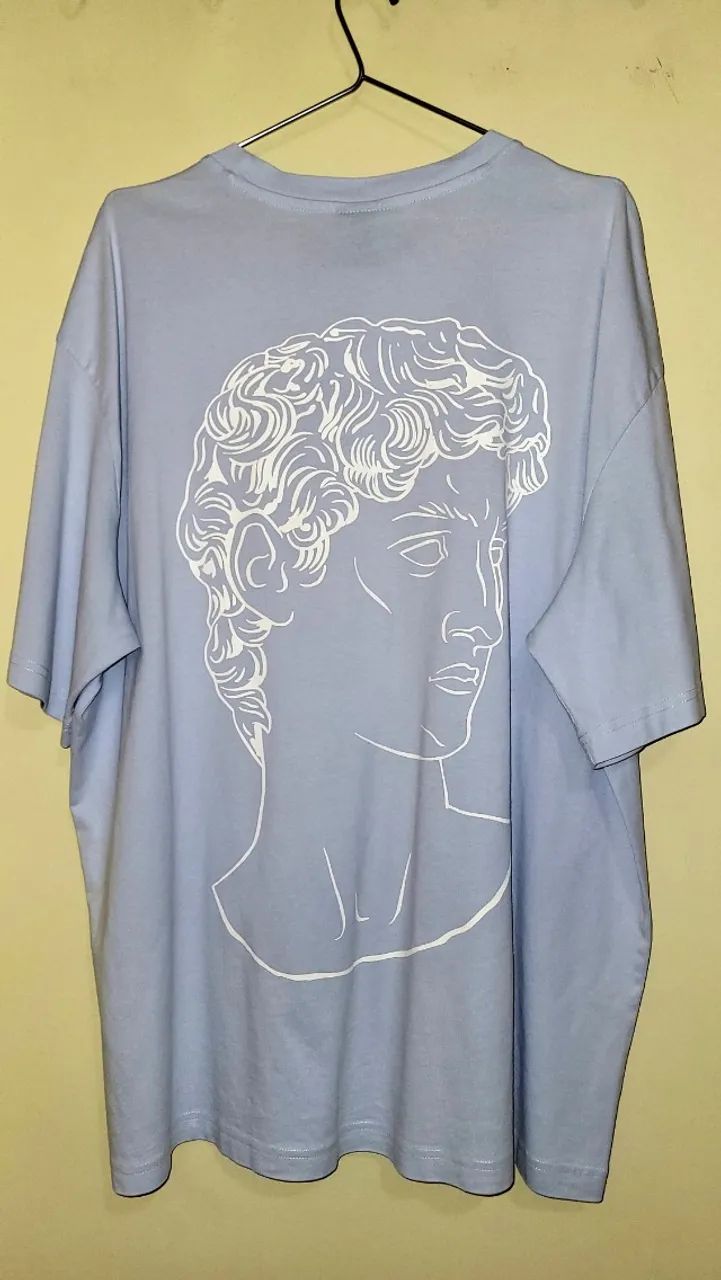 Camiseta H&M Oversized Estampa Grega de Davi Tam GG
