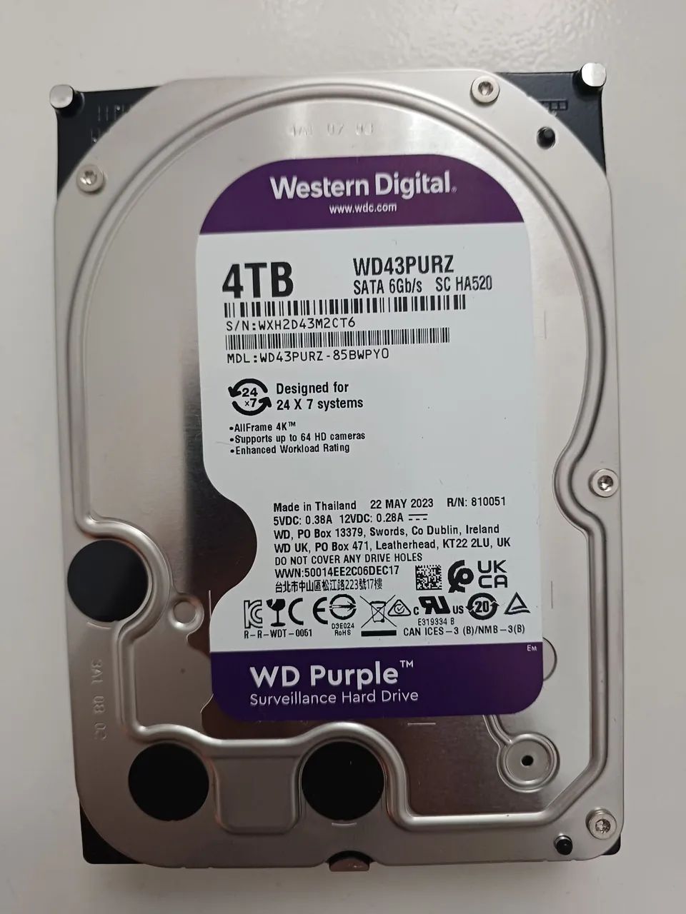 Hd wd Purple 4tb cftv dvr nvr cpu 