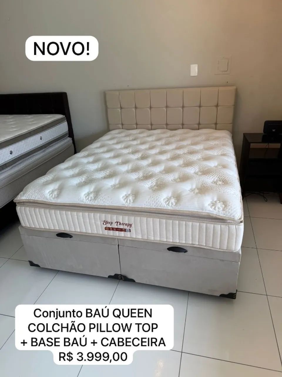 Cama BAÚ QUEEN COM COLCHÃO TOP - ENTREGA GRÁTIS! 