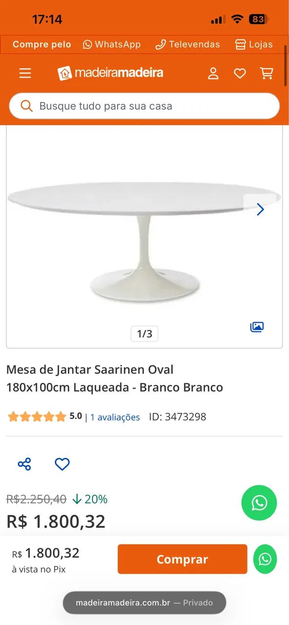 Mesa de jantar saarinen oval (desmontada) - Foto 2