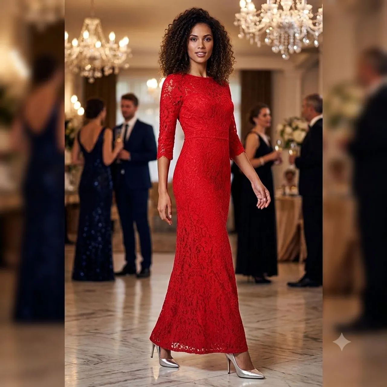 Vestido de renda Vermelha