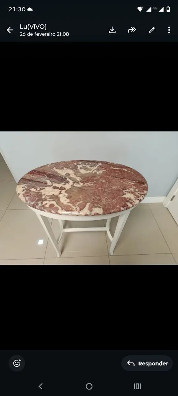 Mesa lateral branca e tampo Rosa Valência  - Foto 5