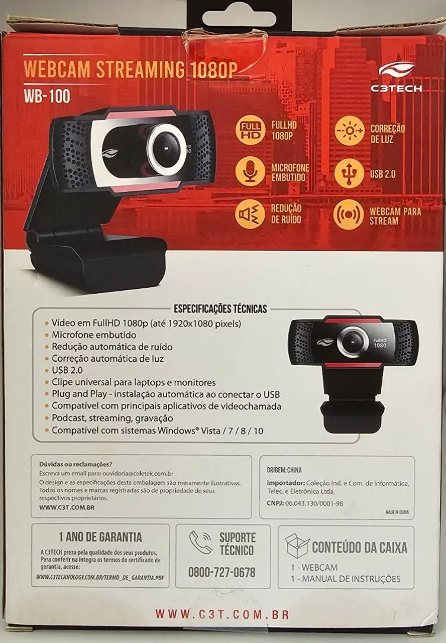 Webcam C3Tech WB-100BK Full HD 1080p c/ Microfone - Impecável - Foto 5