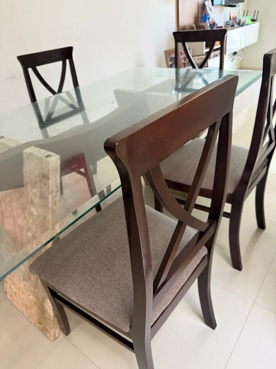 Mesa 6 lugares com base de Travertino Bege 2x1 - Foto 2