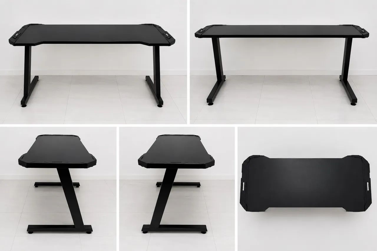 ? Mesa Gamer Preta Grande - Reforçada e Espaçosa