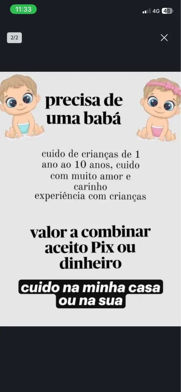 Trabalho como babá!