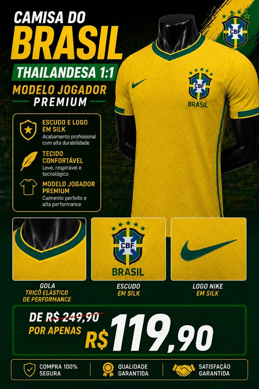 Camisa do Brasil modelo jogador premium 