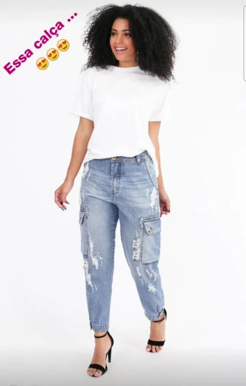 Calça Jeans Cargo