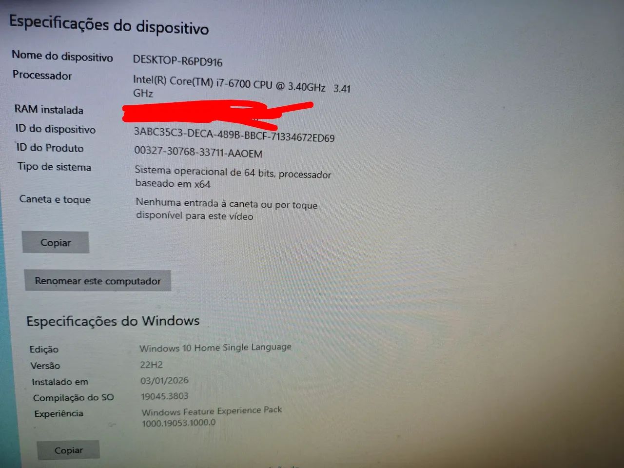 Placa mãe Hp com i7 6700