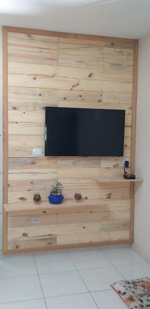 Painel de tv de madeira planejado 