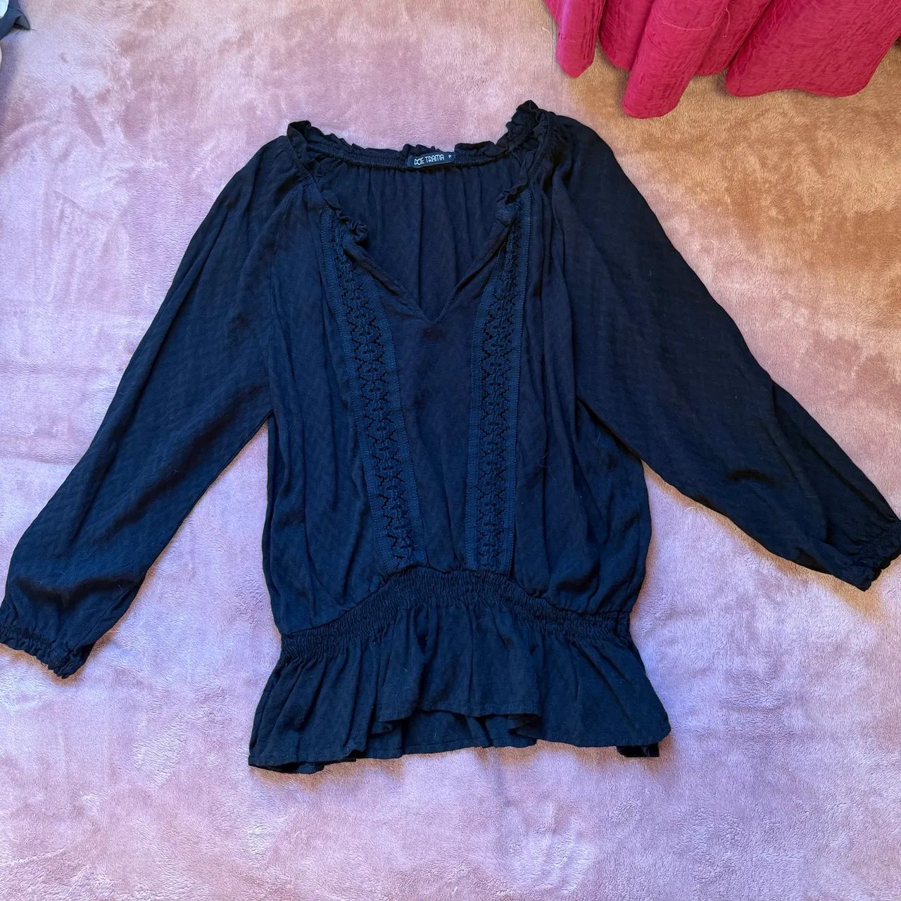 Blusa Preta Doce Trama P - Foto 2