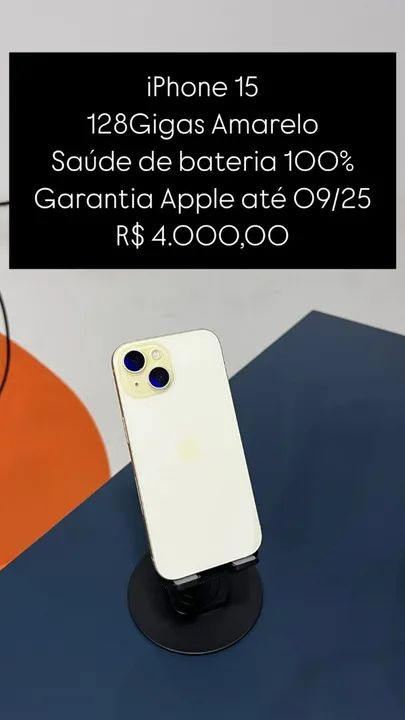 Iphone 15 Amarelo Semi Novo 100% Saude de bateria | Loja Fisica