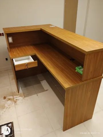 Balcão de recepção em l simples amadeirado freijó - Foto 2
