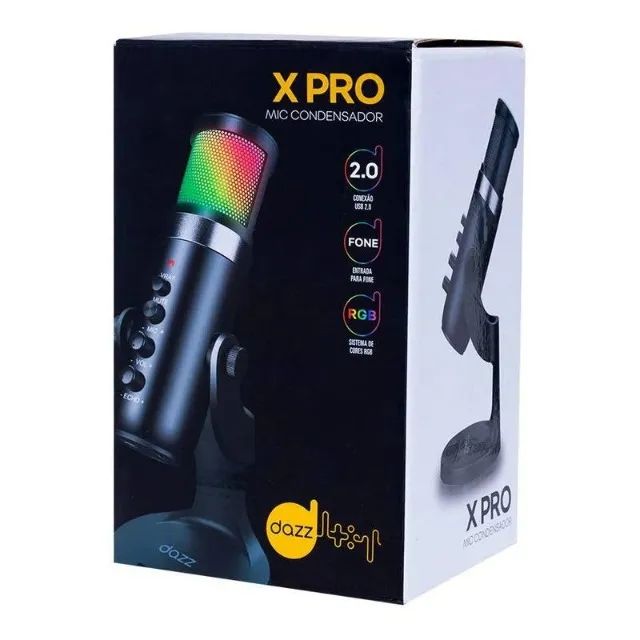 Microfone Condensador Dazz X Pro Rgb Usb 2.0 Gamer Podcast - Loja Natan Abreu  - Foto 5