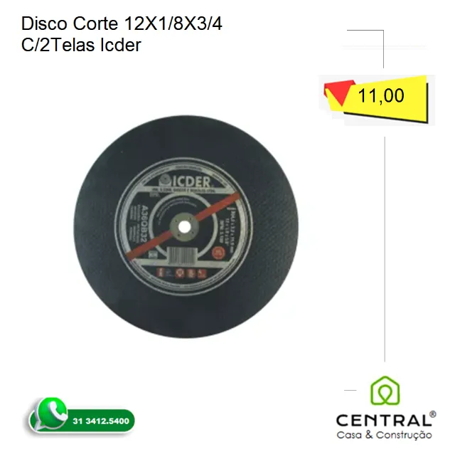 Disco Corte 12X1/8X3/4 C/2Telas Icder