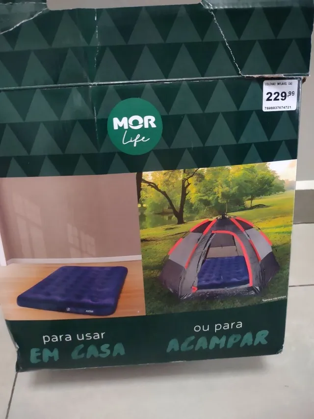 Camping Curitiba : Colchão Inflável Casal com Inflador de Pé Mor
