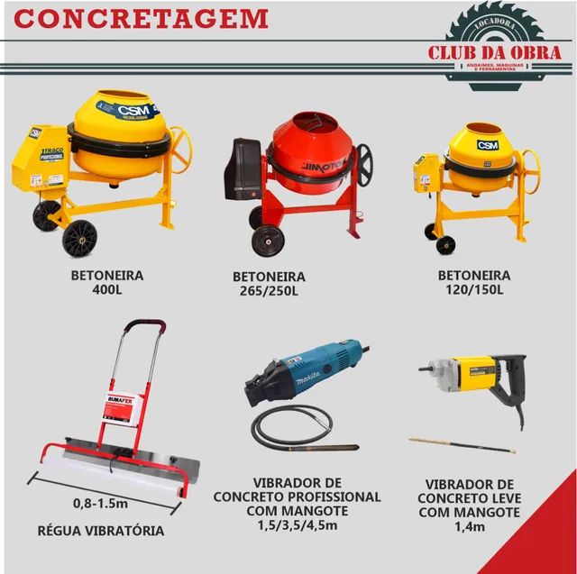 ALUGUEL de equipamentos para concretagem!!!
