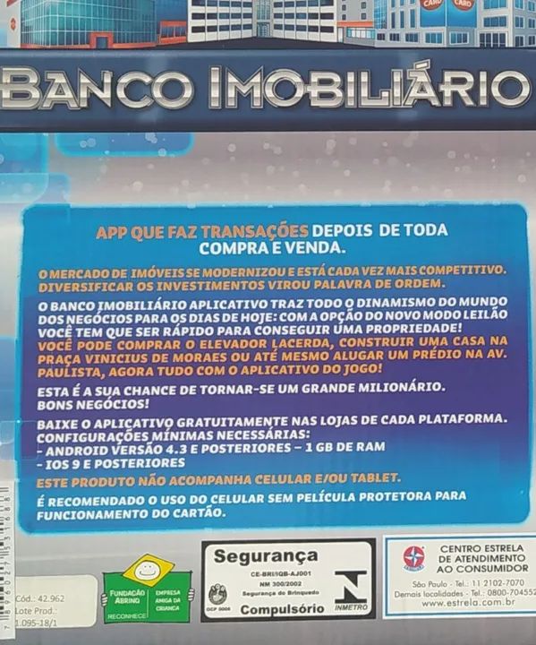 Jogo de Tabuleiro Banco Imobiliário ESTRELA. COMPLETO e todo ORIGINAL com a caixa. - Foto 6