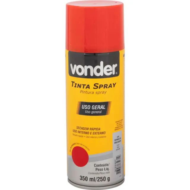 Tinta em spray aerossol 350 ml/250 g para pintura, uso geral - Vonder - Foto 3